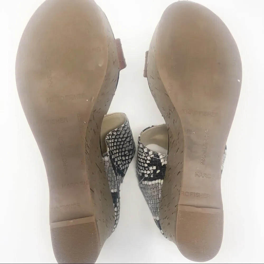MARC FISHER | Shelbee Snake Print Wedges Cork Sz 6